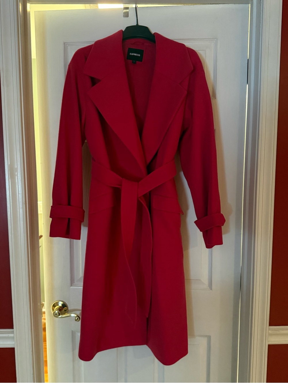Express Pink Wrap Trench Coat with Belt